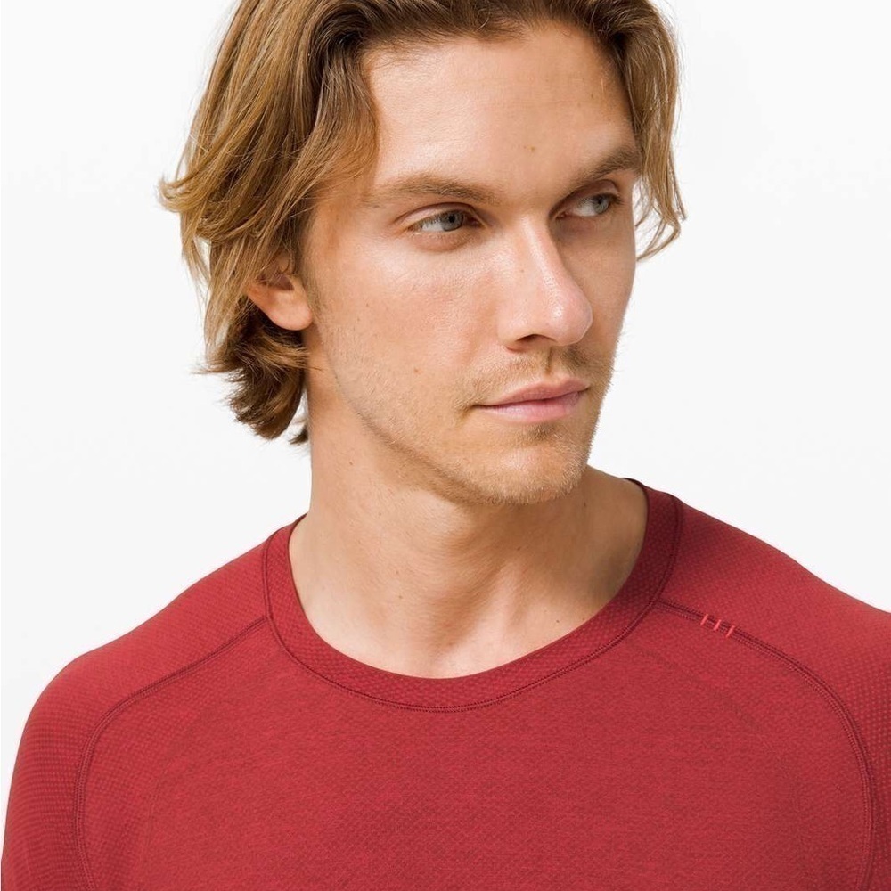Lululemon MENS LARGE METAL VENT TECH LONG SLEEVE SHIRT TOP RED - Picture 2 of 10